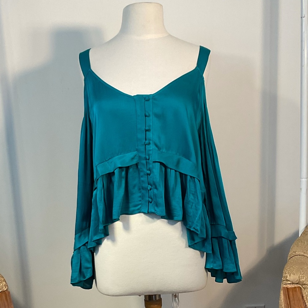 Maeve off-the-shoulder teal top